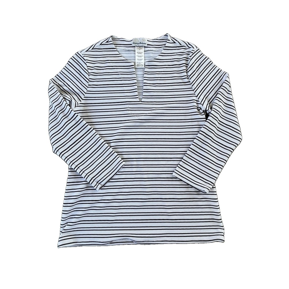 Tommy Bahama Women's Striped Top 3/4 Length Sleeve Black & White Size XS